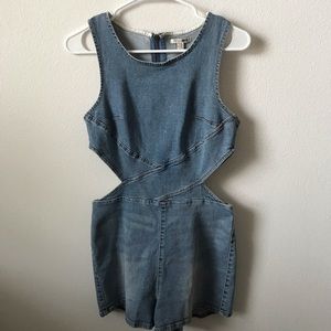 Amuse Society Denim Cutout Romper (Blue)